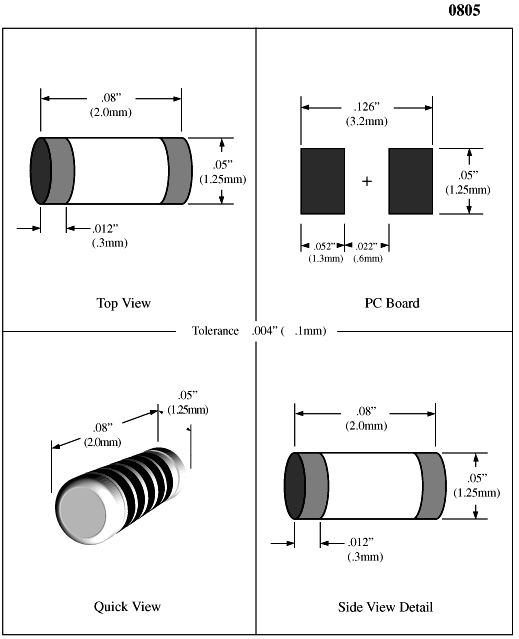 SMD0805 package size