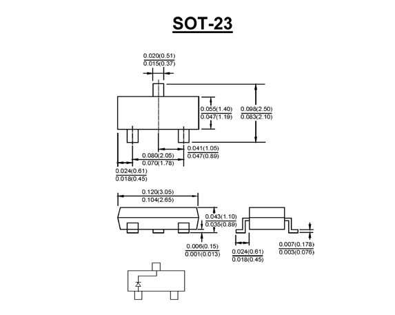 Transistor SOT-23 package size graphic