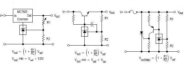 Three end fixed voltage stabilizing output circuit, series voltage regulation circuit, overvoltage protection circuit